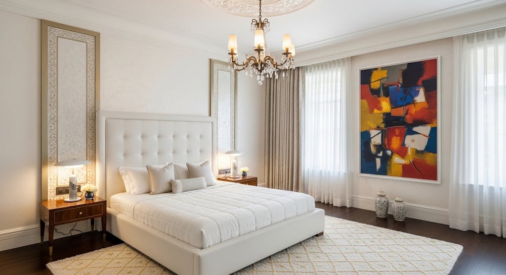 Luxurious White Cushioned Platform Bed