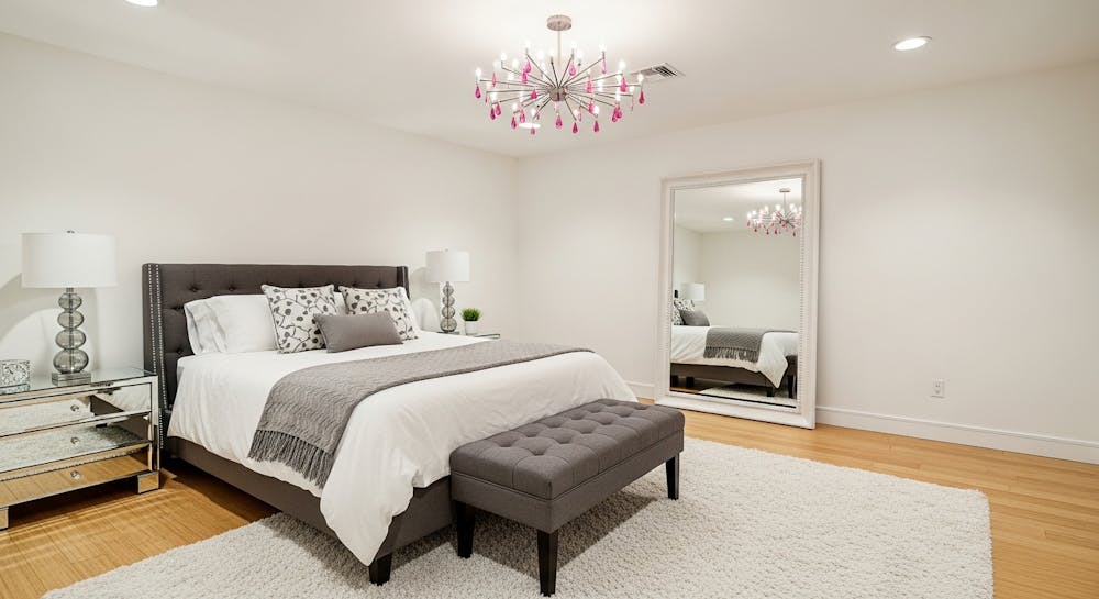 Fashionable White and Pink Platform Bed Design