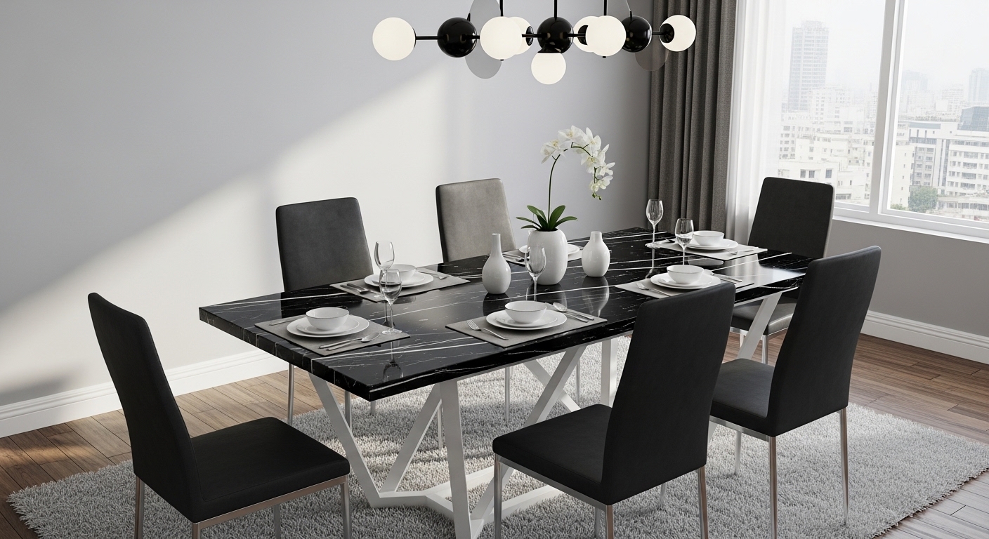  Sleek Black and White Dining Table