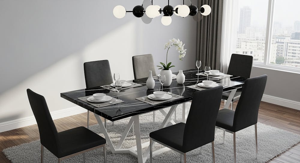 Sleek Black and White Dining Table
