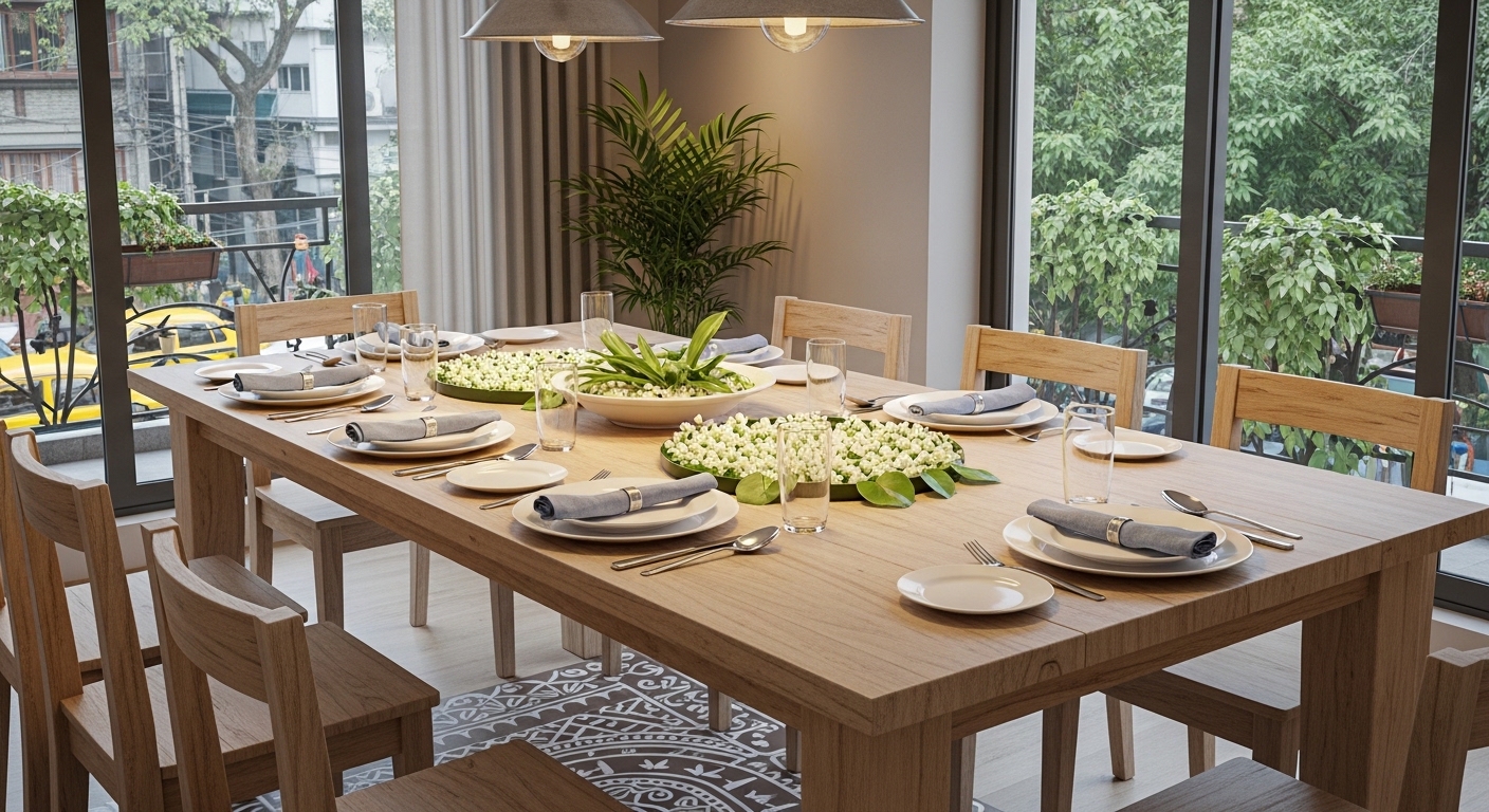 Sturdy and White Dining Table Design