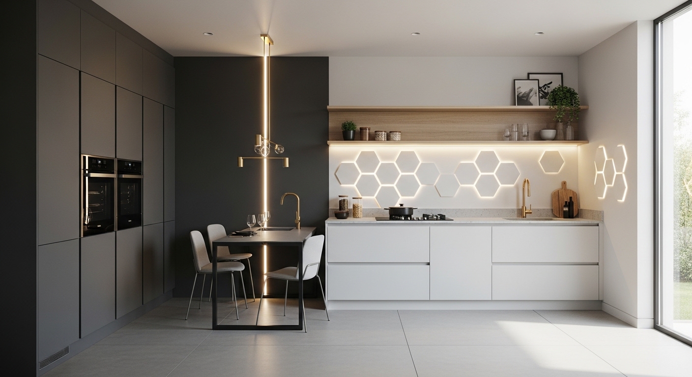 Sleek Geometric Design For Your Parallel Layout Kitchen