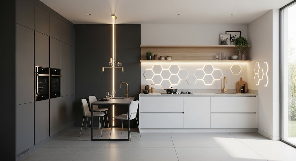 Sleek Geometric Design For Your Parallel Layout Kitchen