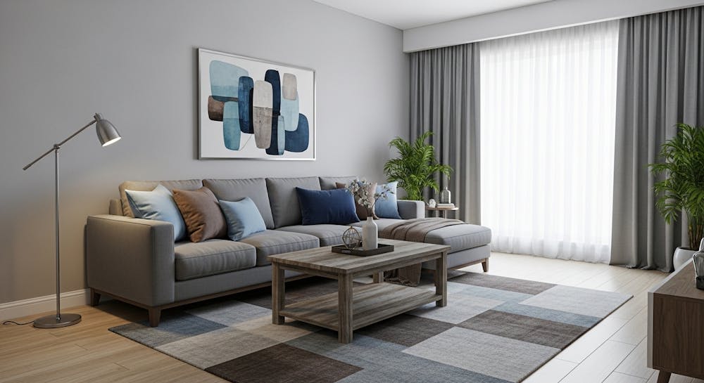 Meek Grey Tones With Brown And Blue Shades