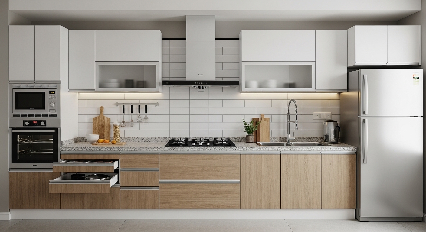 Simple Straight Modular Kitchen Layout