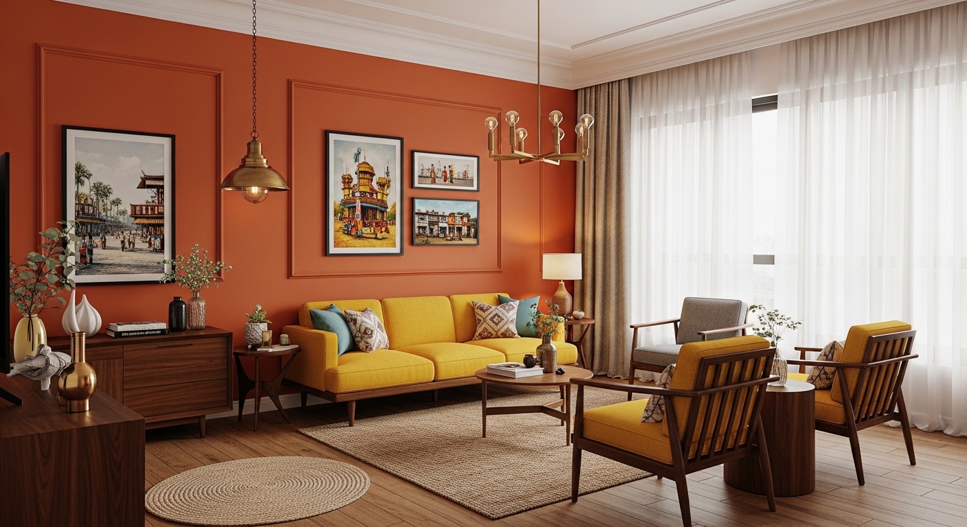 Deep Orange Accent With Vibrant Yellow