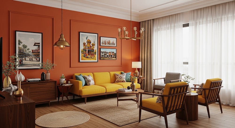 Deep Orange Accent With Vibrant Yellow