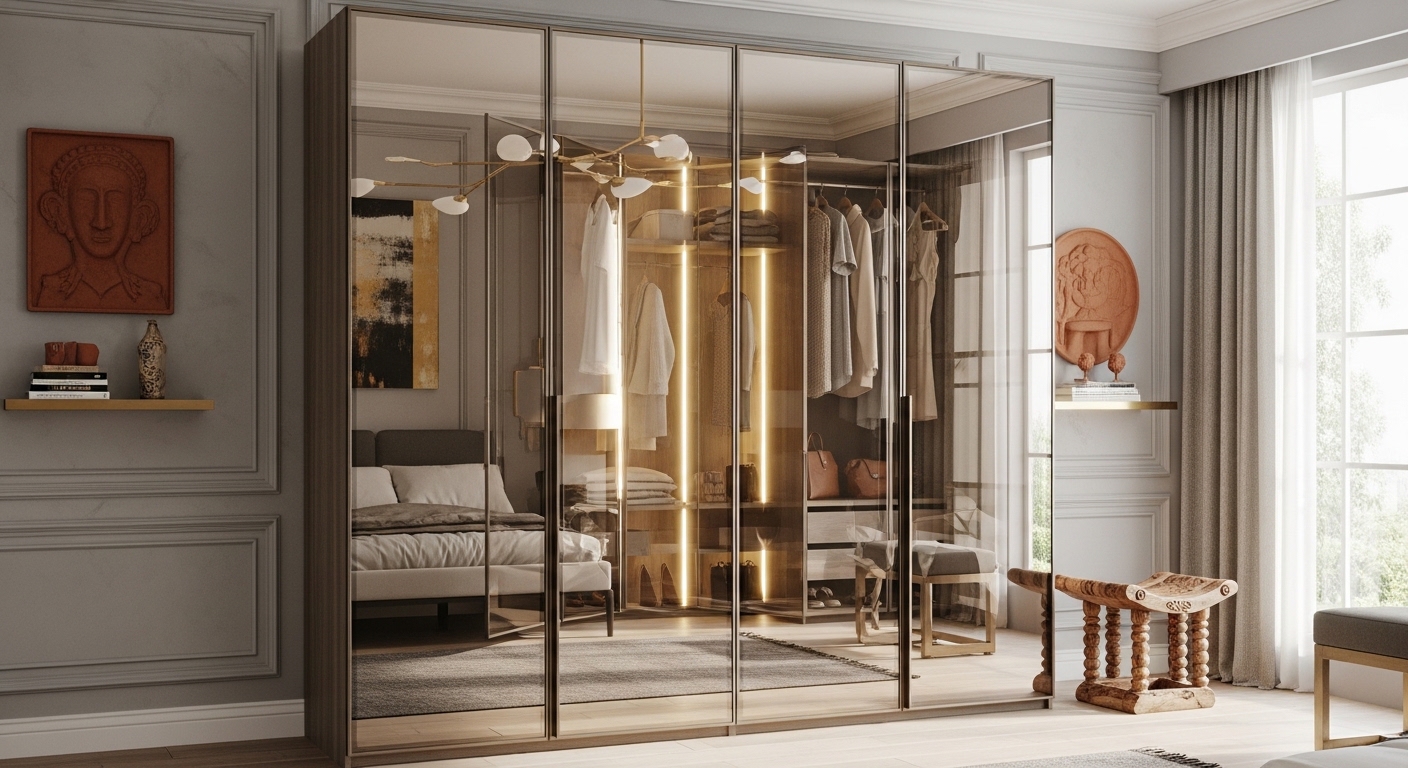 Mirrored Glass Wardrobe 