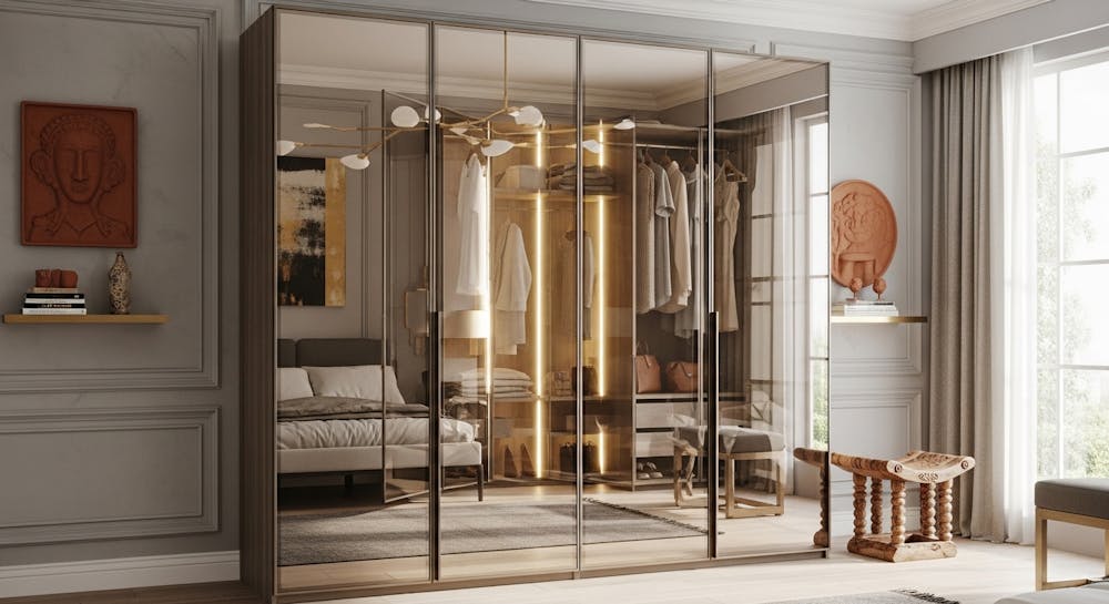 Mirrored Glass Wardrobe