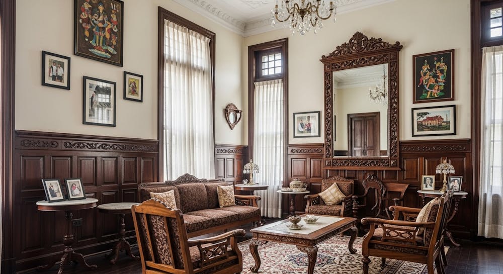 Wooden Panel Design for Drawing Room