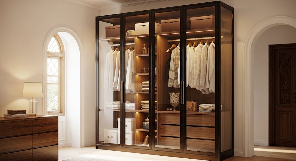 Wooden + Glass Wardrobe