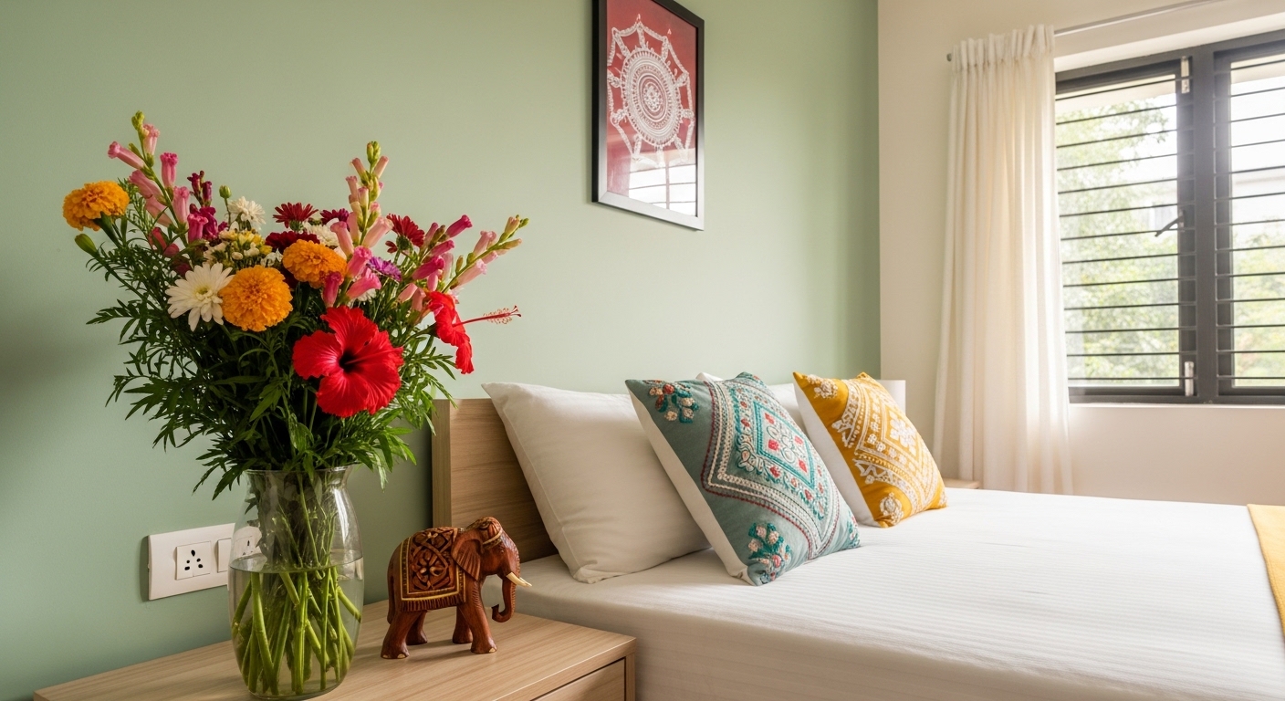 Keep Fresh Flowers and Decorate the Guest Bedside Table