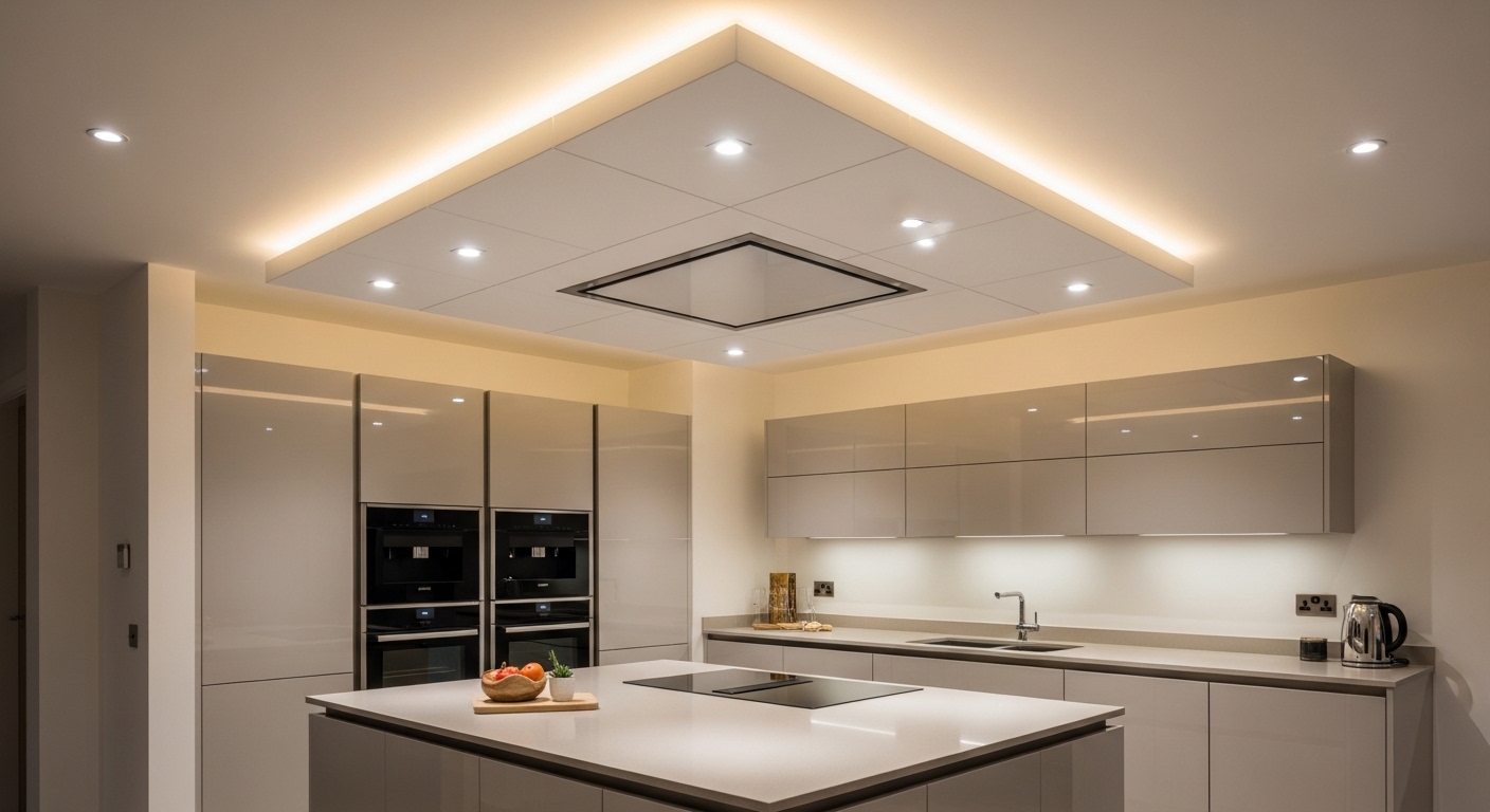 Modular Kitchen False Ceiling with Cove Lighting