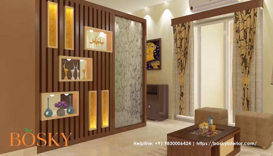 Pic with wooden details in a room