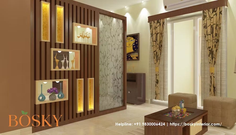 Pic with wooden details in a room