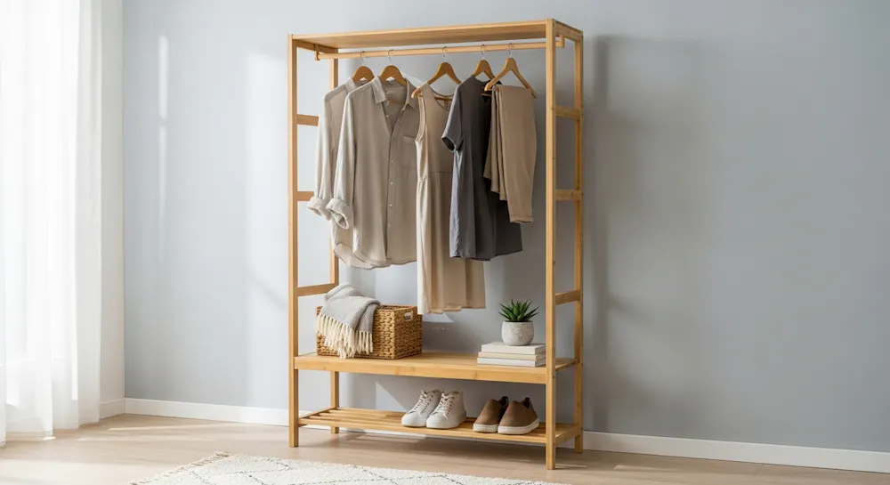 Freestanding Open Wardrobe for Renters