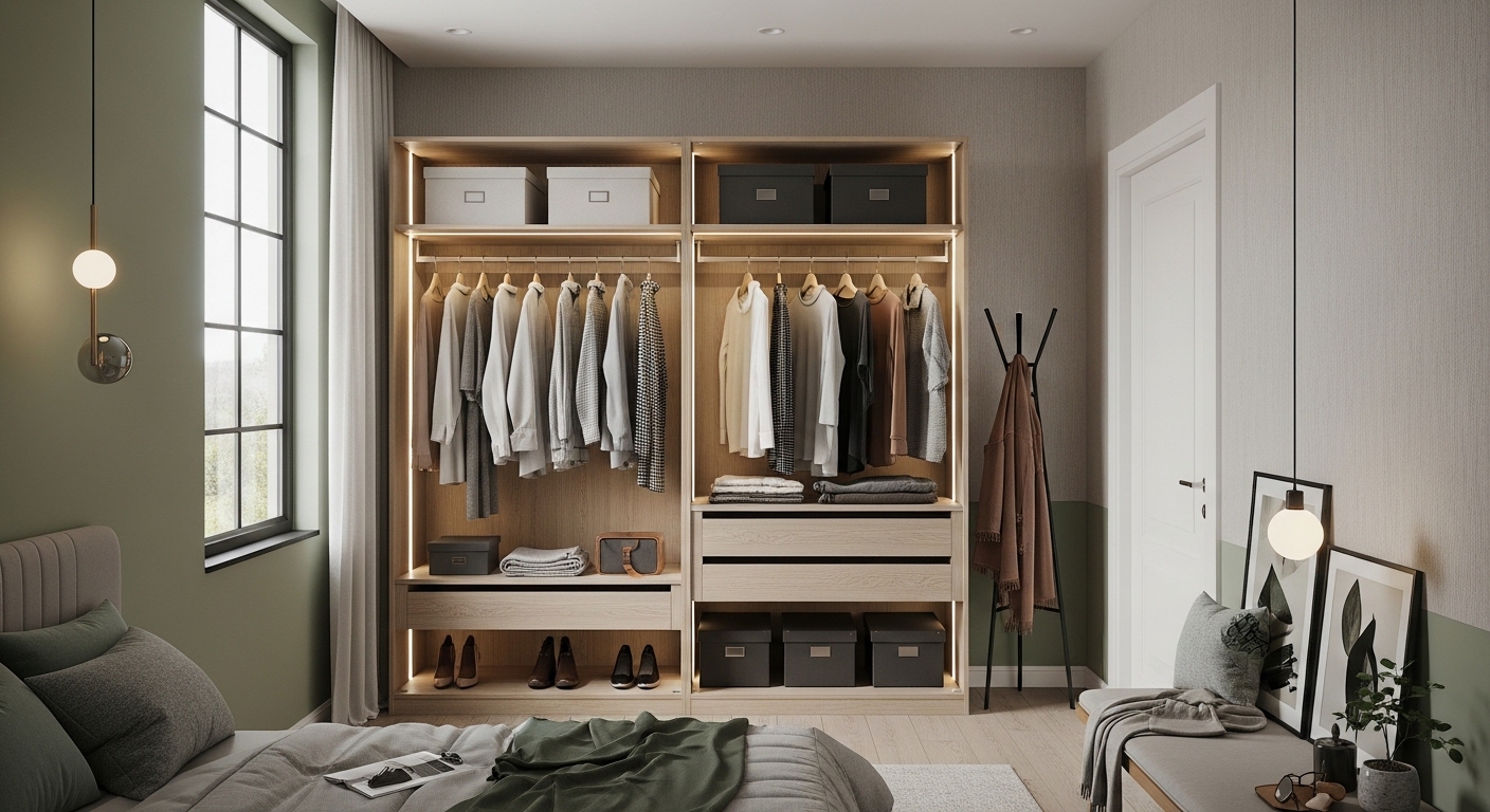Open Wardrobe Ideas for Small Bedroom: Bosky Interior [2026] 