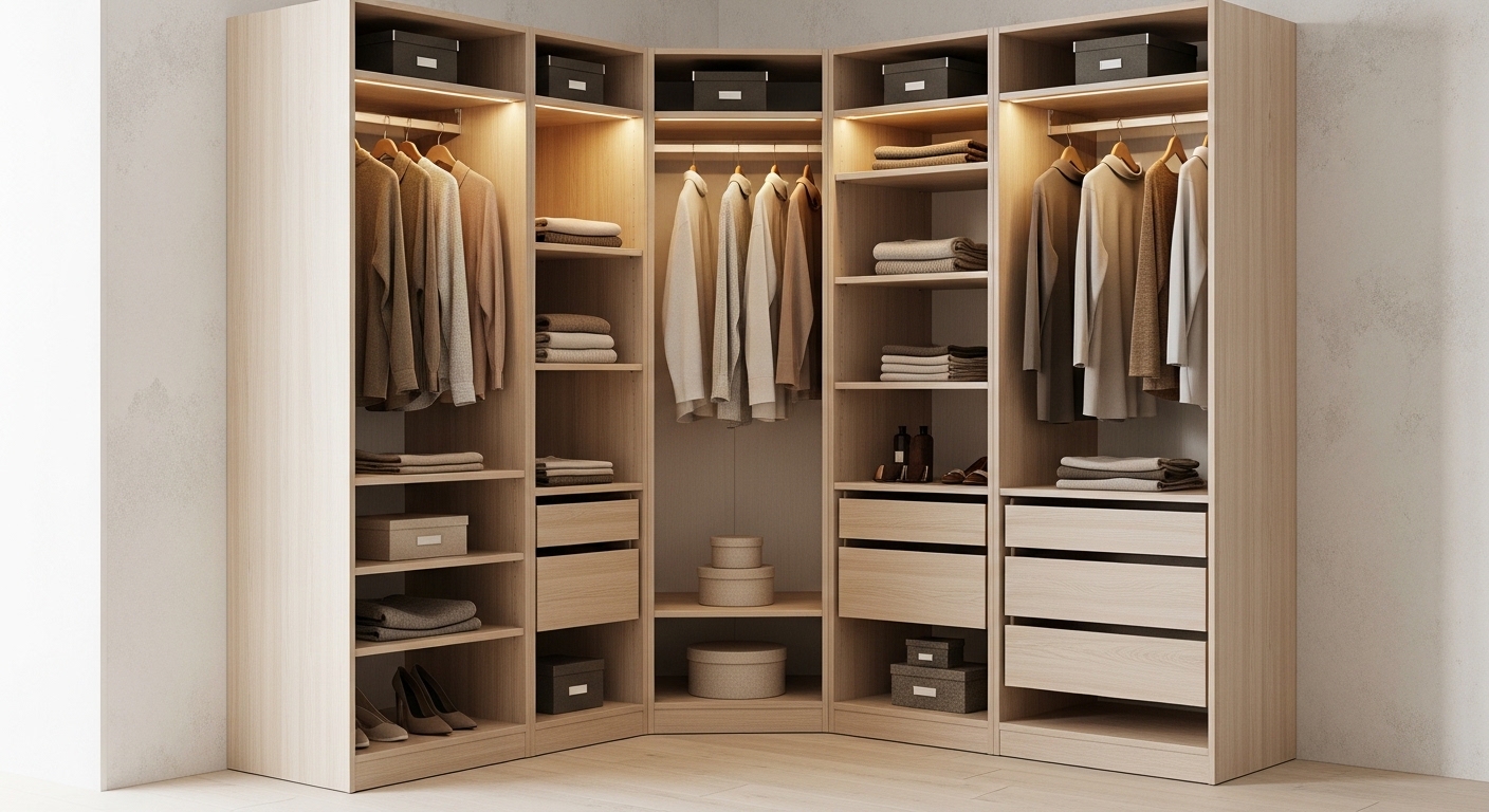 Corner Open Wardrobe for Awkward Spaces