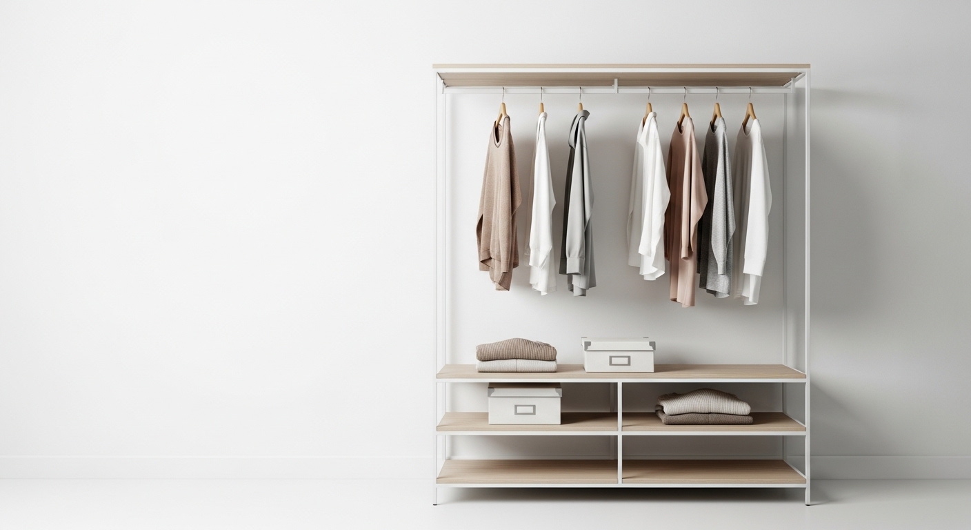 Minimalist White Open Wardrobe