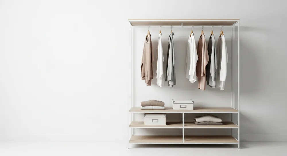 Minimalist White Open Wardrobe