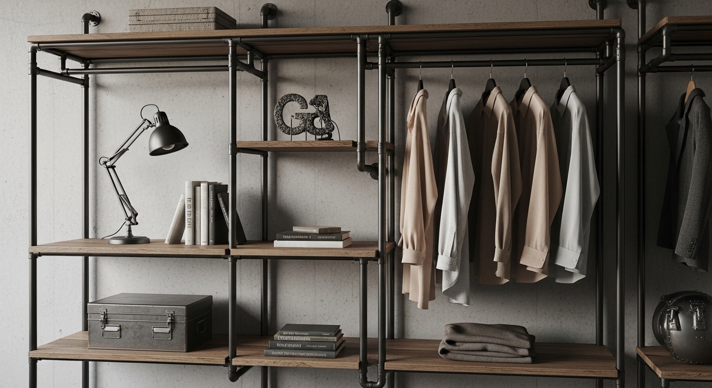 Industrial Black Open Wardrobe