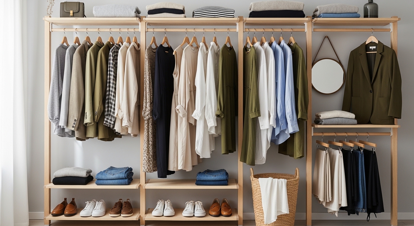 Open Hanging Wardrobe for Daily Outfits