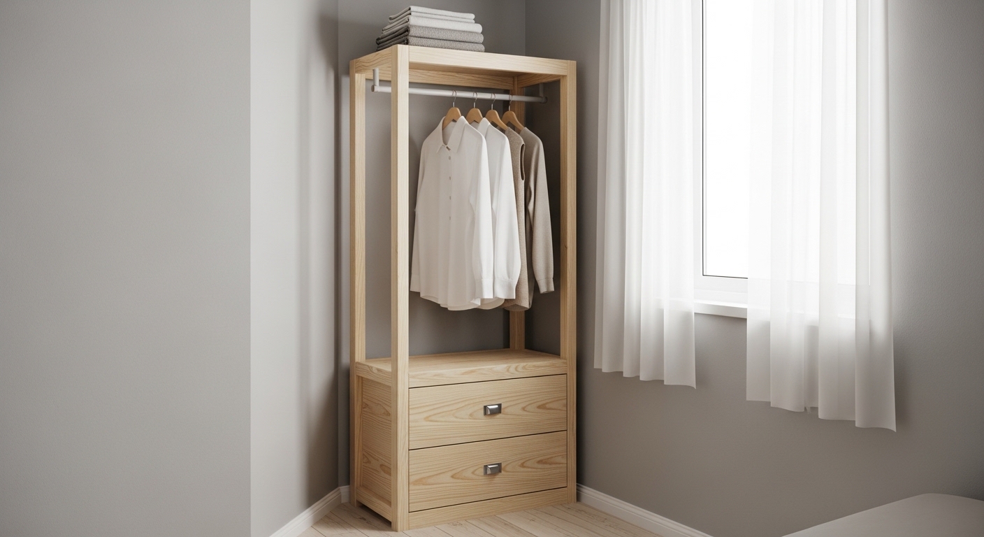 Narrow Open Wardrobe for Tight Walls