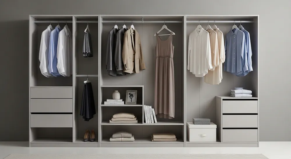 Grey Open Wardrobe for Subtle Elegance