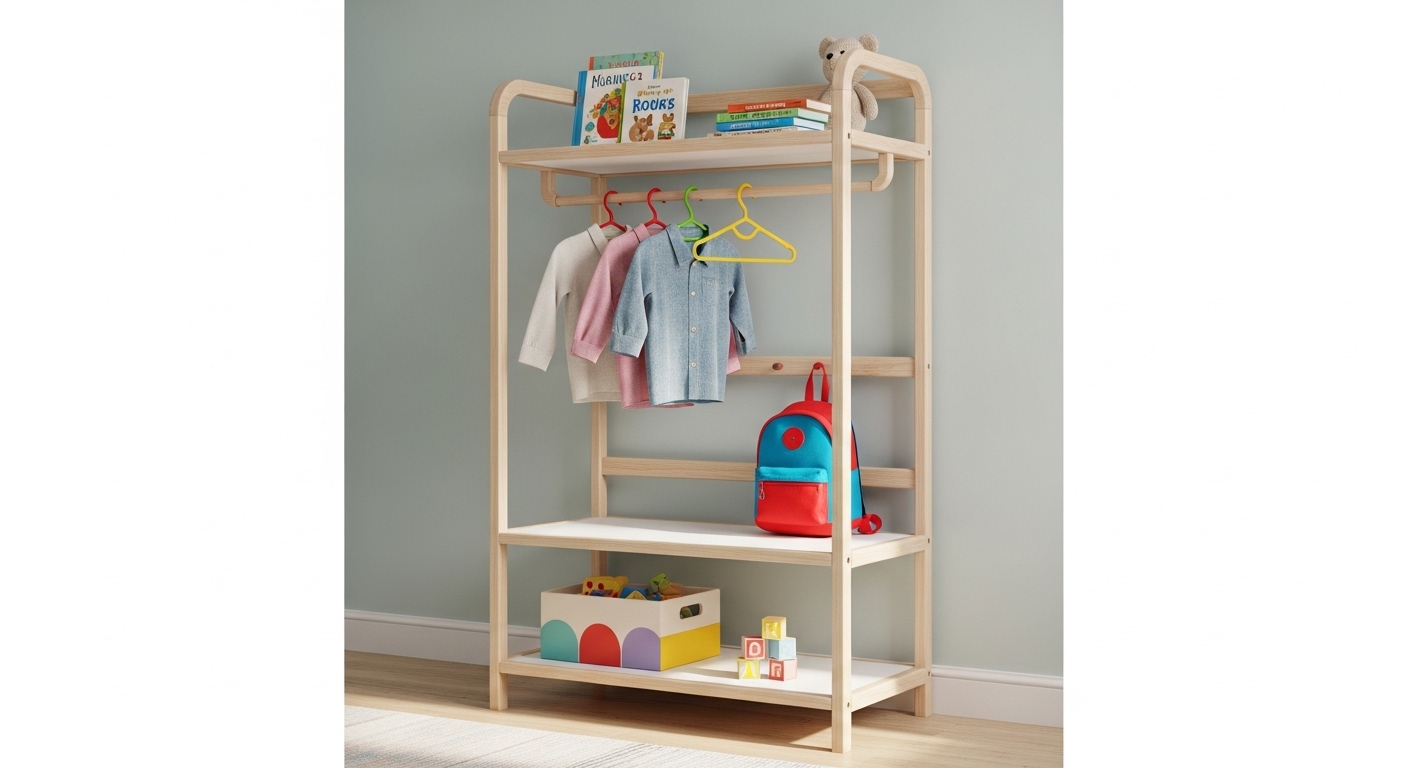 Single Open Wardrobe for Kids' Rooms