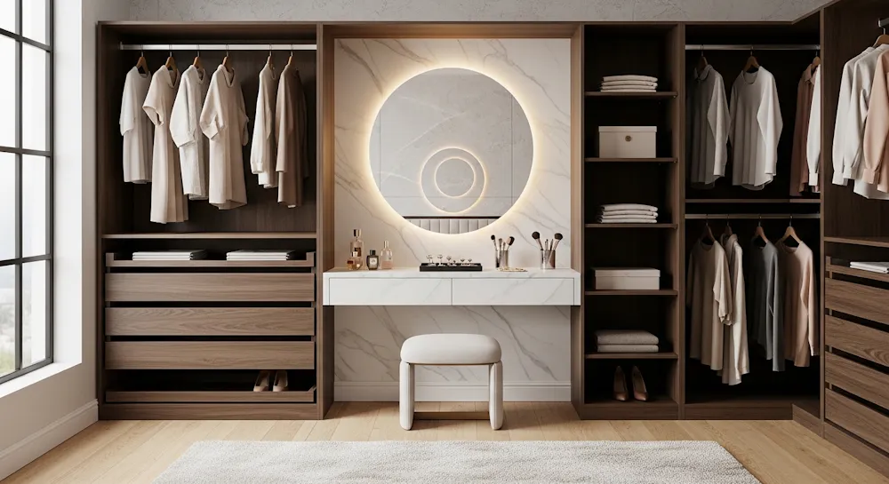 Open Concept Wardrobe with Vanity Combo