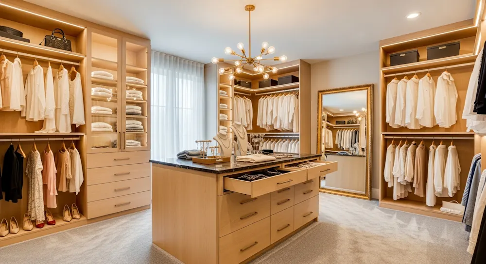 Open Concept Closet with Lighting