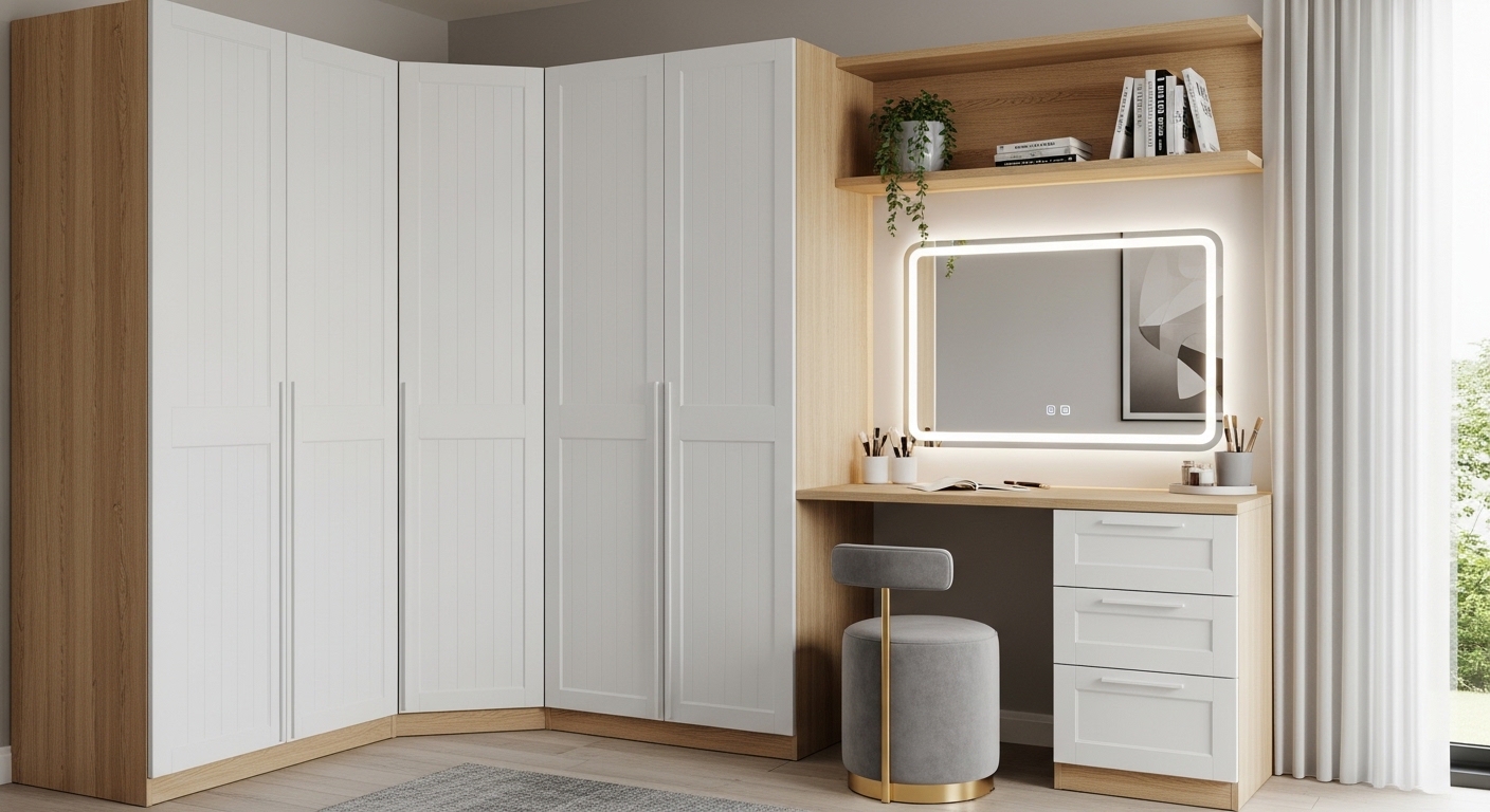 Corner Wardrobe with a Dressing Table Combo