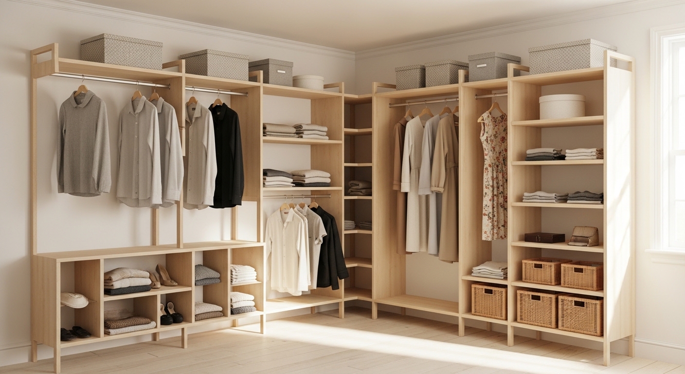 Open Shelving Corner Wardrobe