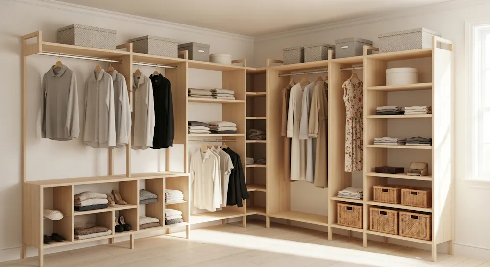 Open Shelving Corner Wardrobe