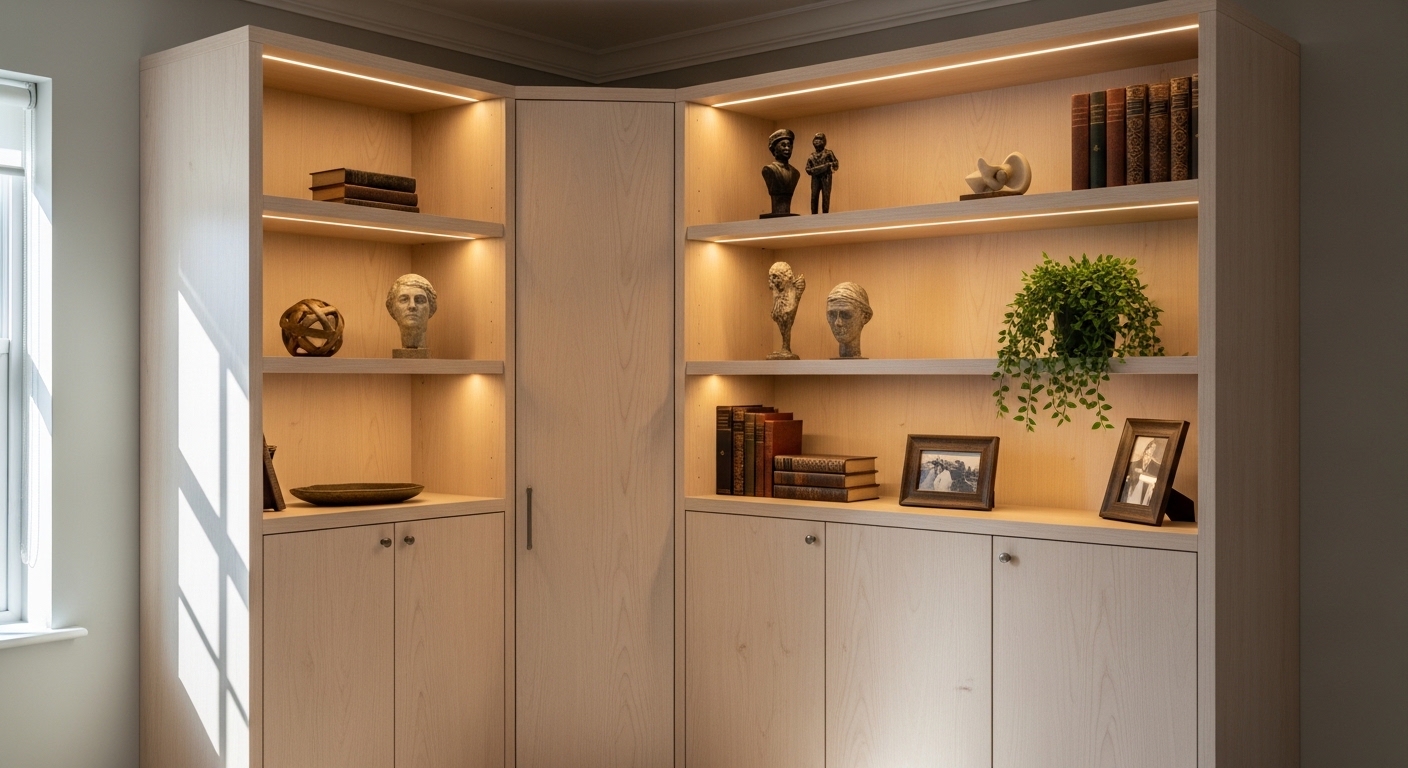 Corner Wardrobe with Display Top