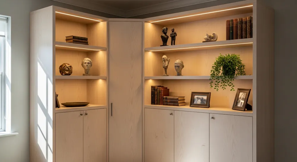 Corner Wardrobe with Display Top