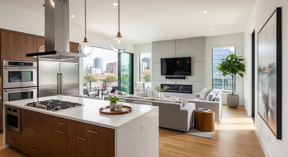 The Open Kitchen With Living Room Connection