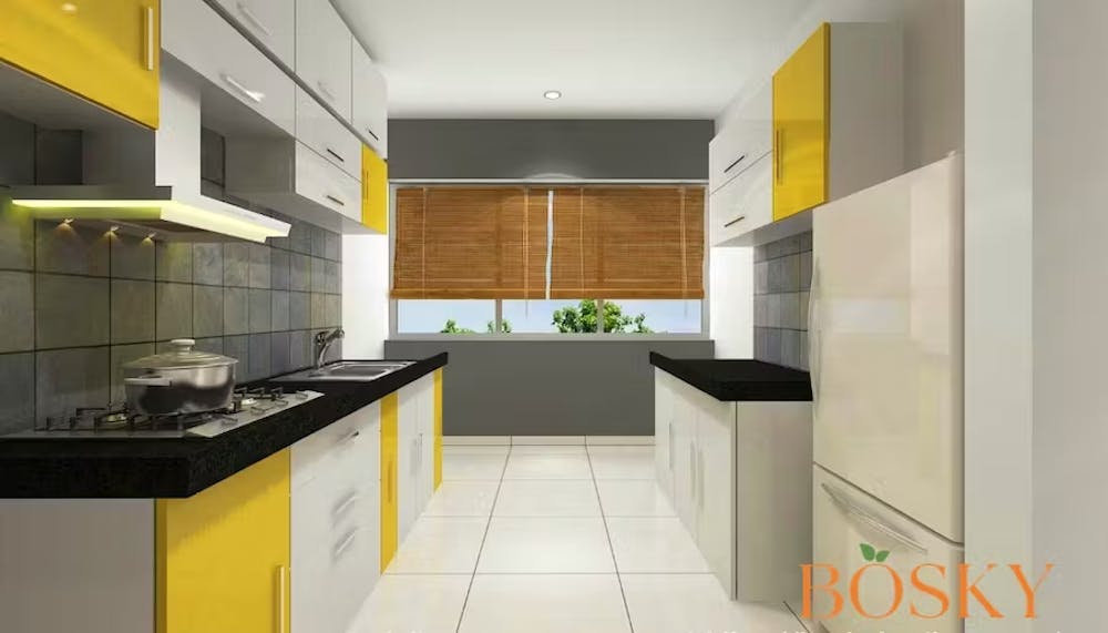 A wide kitchen with modular parts pic