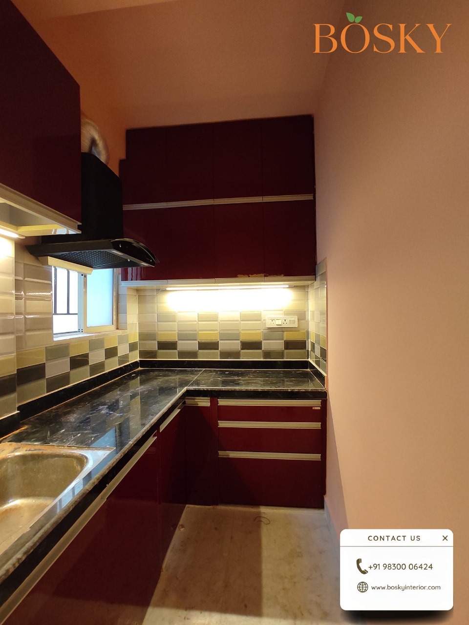 L-shaped modular kitchen for small space pic