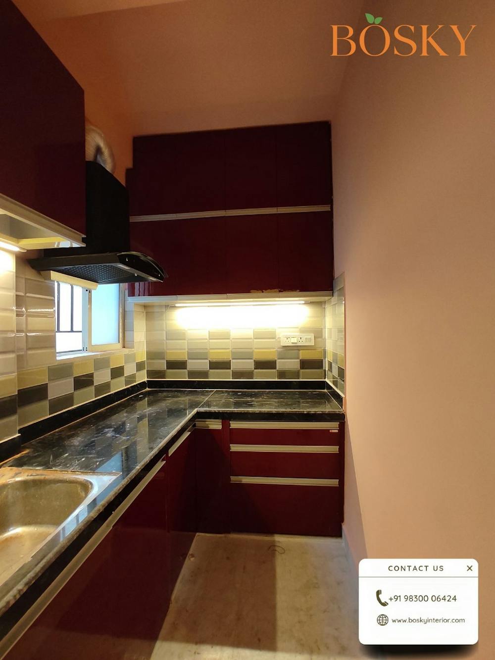 L-shaped modular kitchen for small space pic