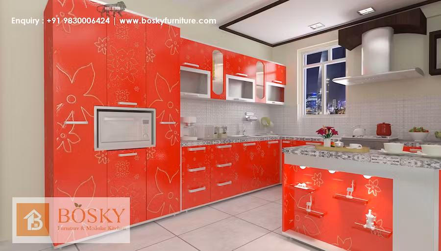 Uitility of modular kitchen in orange