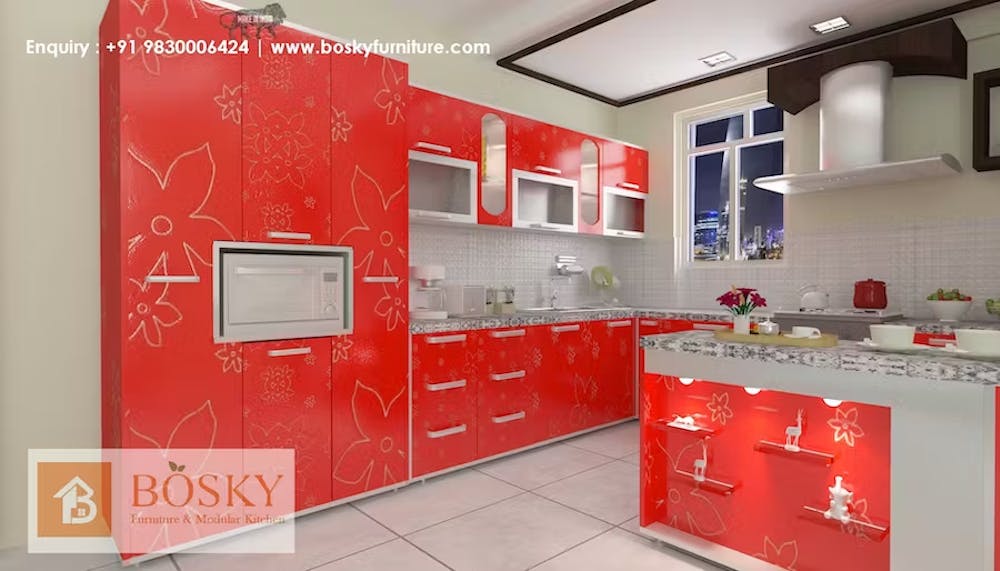 Uitility of modular kitchen in orange