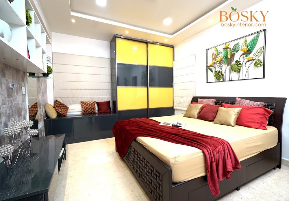 Wardrobe color combination for bedroom | Bosky Interior