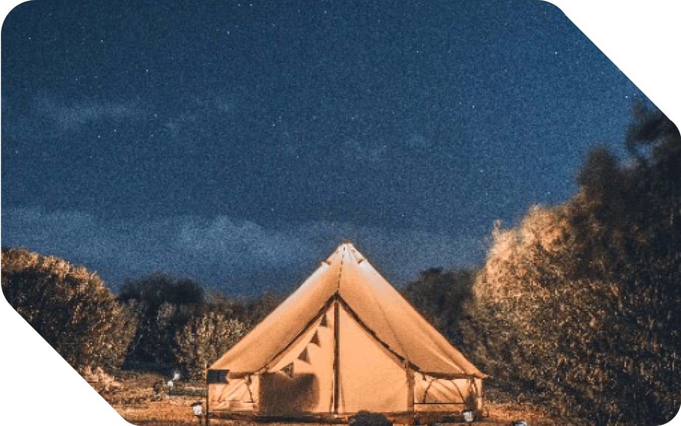 Tent under night sky