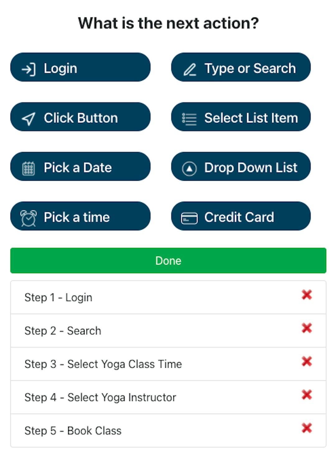 A growing list of supported actions that you can assign your Bot
