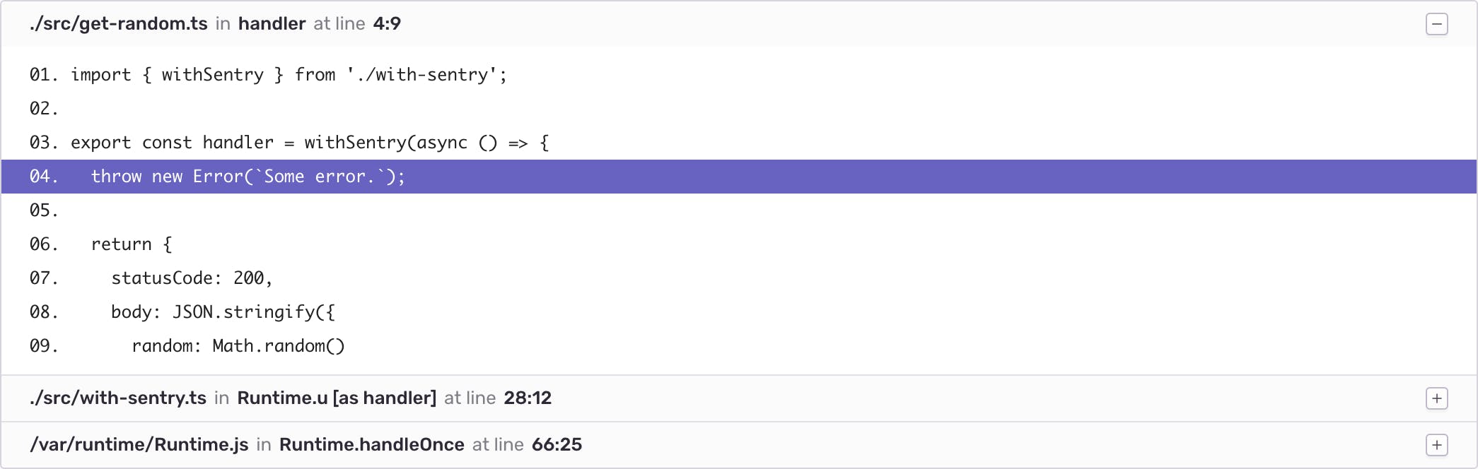 Sentry error with proper stacktrace