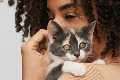 Woman hugging a cat