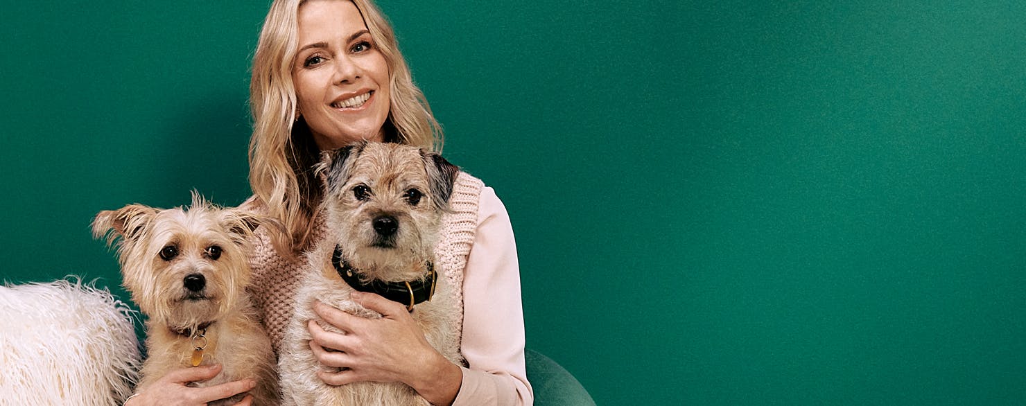 Kate Lawler with her multiple pet dogs.