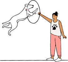 Dog jumping through a hoop