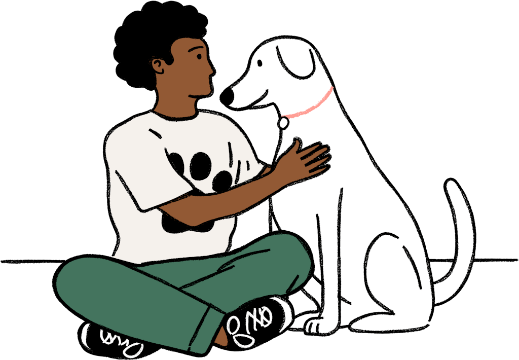 Man sitting with dog